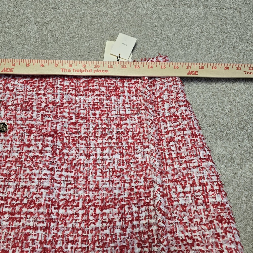 Sandro Paris Red Wrap Effect Metallic Tweed Meridan Mini Skirt Sz‎ 42 NWT $295 - Picture 10 of 12